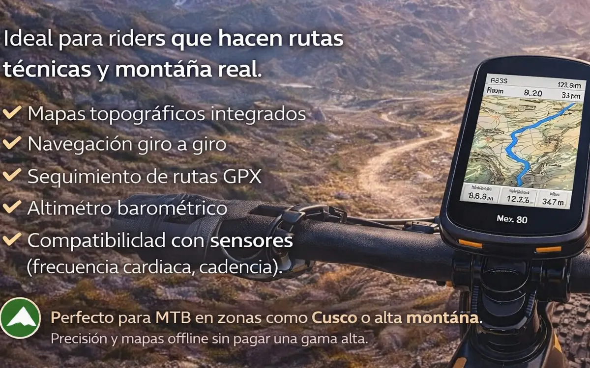 En alta montaña, los Mejores GPS para bicicleta MTB ofrecen altímetro barométrico para medir desnivel con mayor exactitud.
