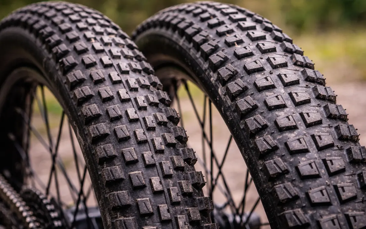 It can be observed that the tread pattern is uniform, which improves efficiency on dry terrain and fast trails.